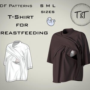 オーバーサイズ授乳シャツ（イージーアクセスパネル付き） - すぐにダウンロード、サイズS、M、L、簡単に作れる、DIYレディースファッション
