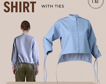 Minimalist Oversize Shirt Sewing Pattern with Ties (PDF Download)