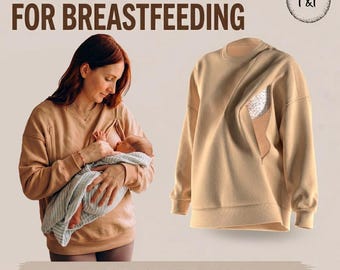 Breastfeeding Sweatshirt Sewing Pattern: Easy DIY Women's Top (Sizes S-L) (Instant Download)