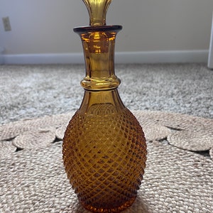 Large Vintage Amber Glass Decanter
