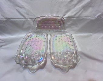 Federal Glass Iridescent Carnival glass snack plates