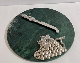 Vintage Godinger Silver Art Co Ltd Green Marble Cheese Board