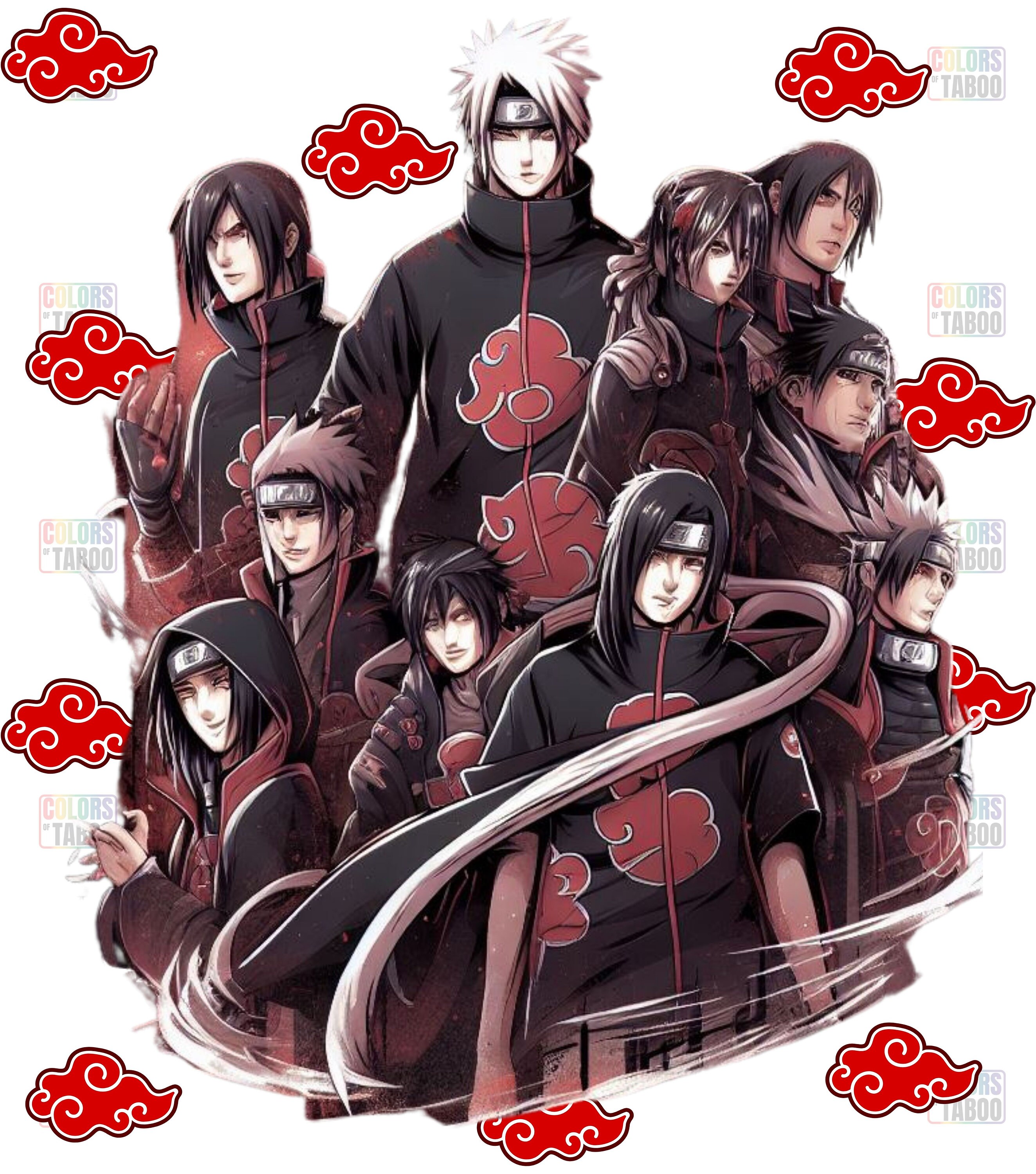 T-shirt ROCKINSTONE Adulto Nuvens Naruto Akatsuki (Algodão - M