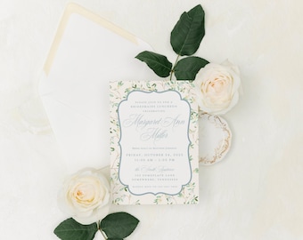 Floral Bridesmaids Luncheon Invitation: Elegant Garden Brunch, Envelopes Included
