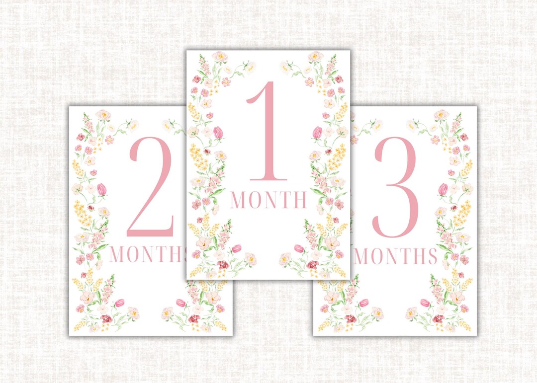 Floral Baby Girl Monthly Milestone Cards: Photo Props - Etsy