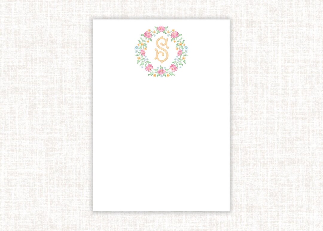 Floral Crest Initial Personalized Notepad | 5x7 Notepad - Etsy