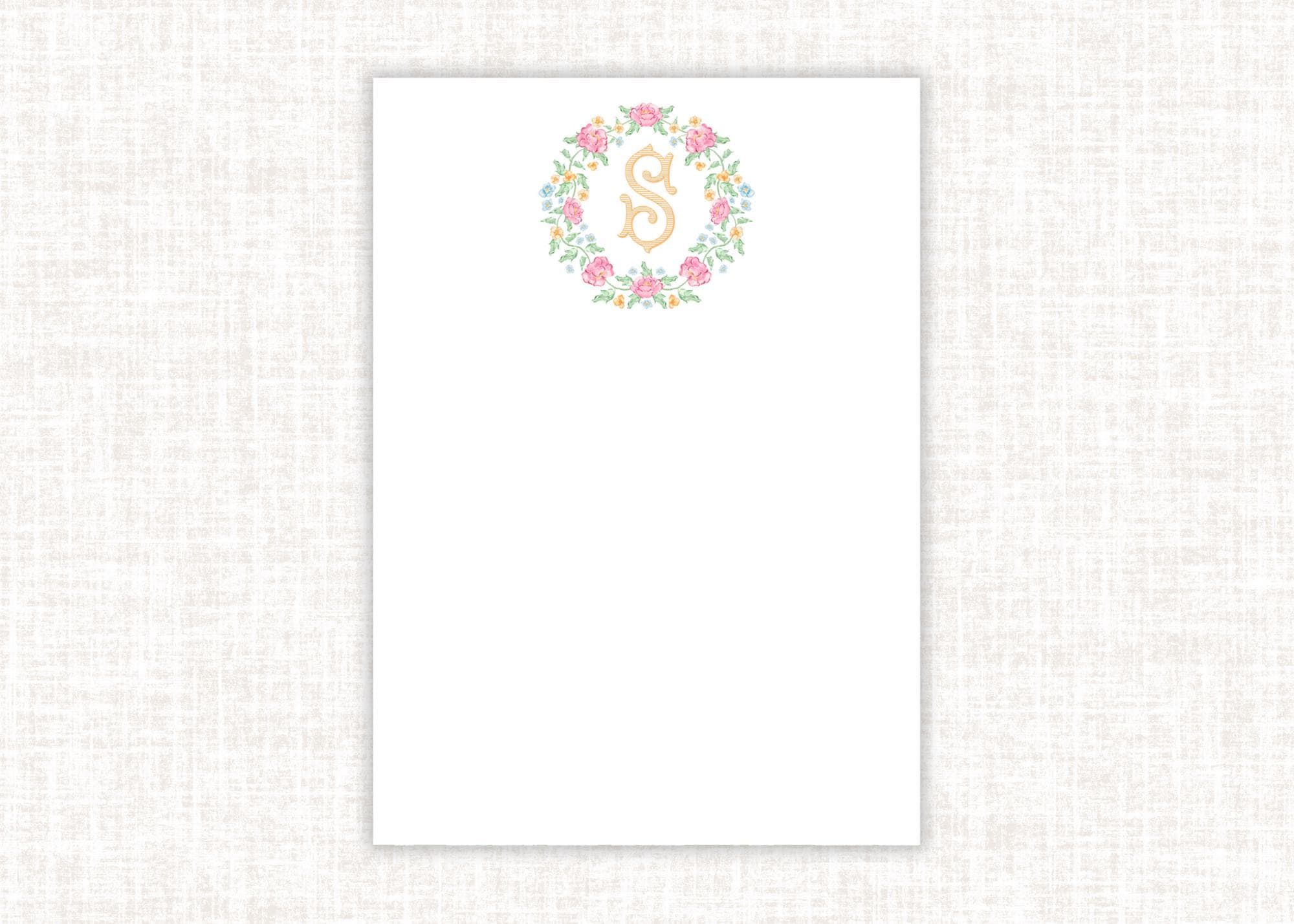 Floral Crest Initial Personalized Notepad | 5x7 Notepad - Etsy