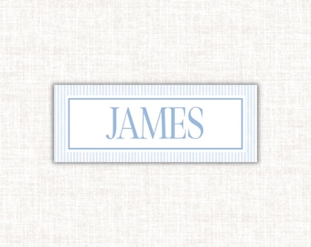 Blue Gingham Name Labels: Water-Resistant Vinyl Stickers for Kids