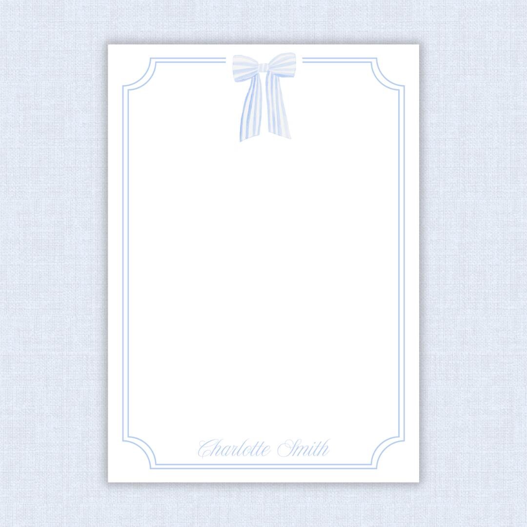 Bow Notepad Blue Bow Personalized Notepad | 5x7 Notepad - Etsy