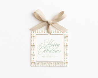 Watercolor Nutcracker Square Christmas Gift Tags | Printed Holiday Gift Tags | Personalized Christmas Present Labels | Holiday Stationery