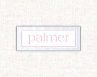 Blue Gingham Name Labels: Water-Resistant Vinyl Stickers for Kids