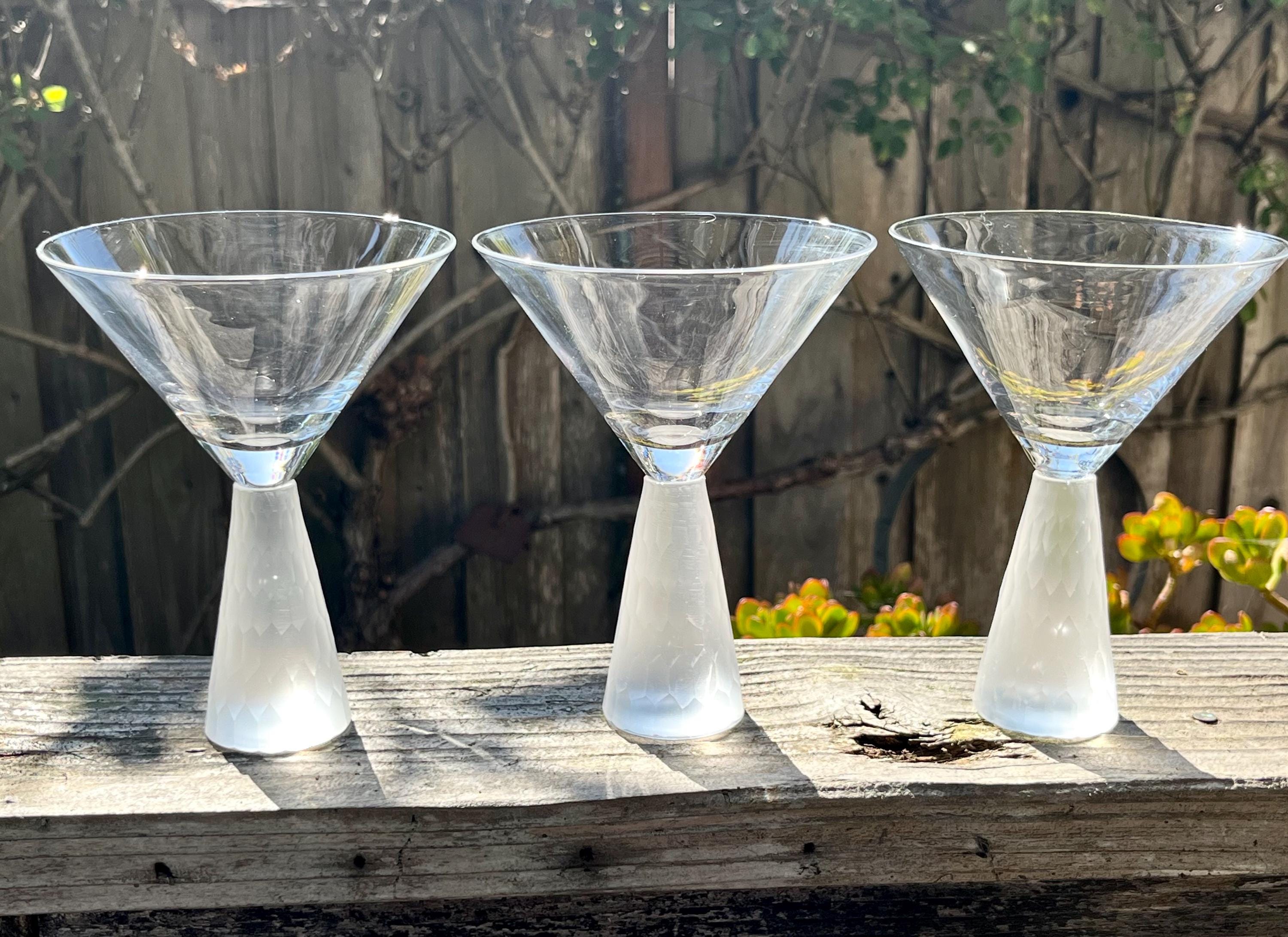 Artland Prescott Martini Glasses Frosted Honeycomb Stem Pedestal