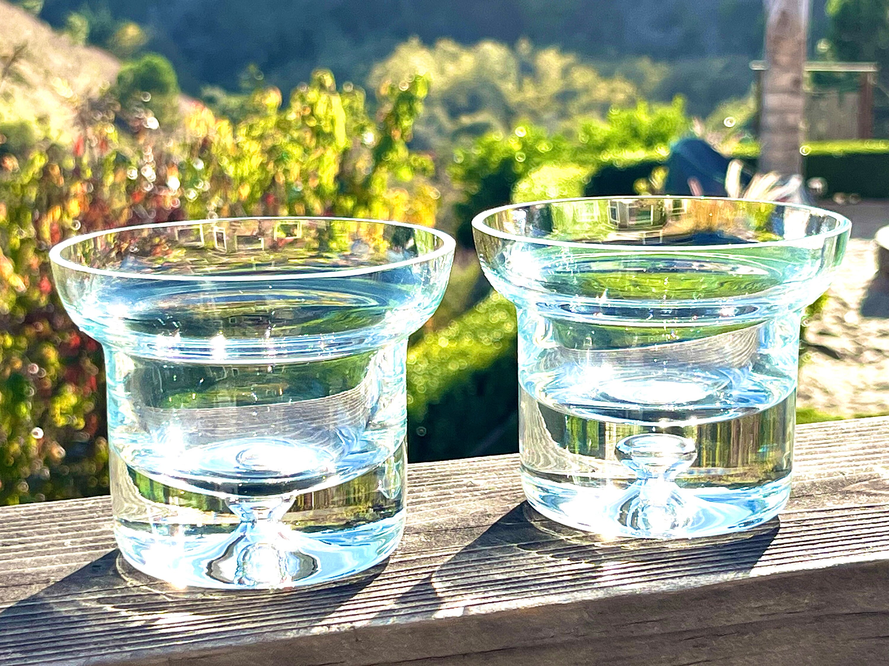 Krosno Poland Hand Blown Lead Crystal Bubble Stem Heavy Bottom Candle Holder Crate and Barrel Etsy