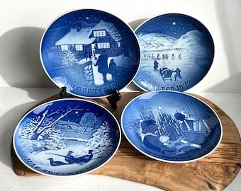Bing & Grondahl Christmas Plates 1970, 1971, 1972, 1973 Copenhagen Porcelain made in Denmark Blue White7”