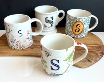 Anthropologie Letter “S” Mug- Choice of 4 Styles, Like New!