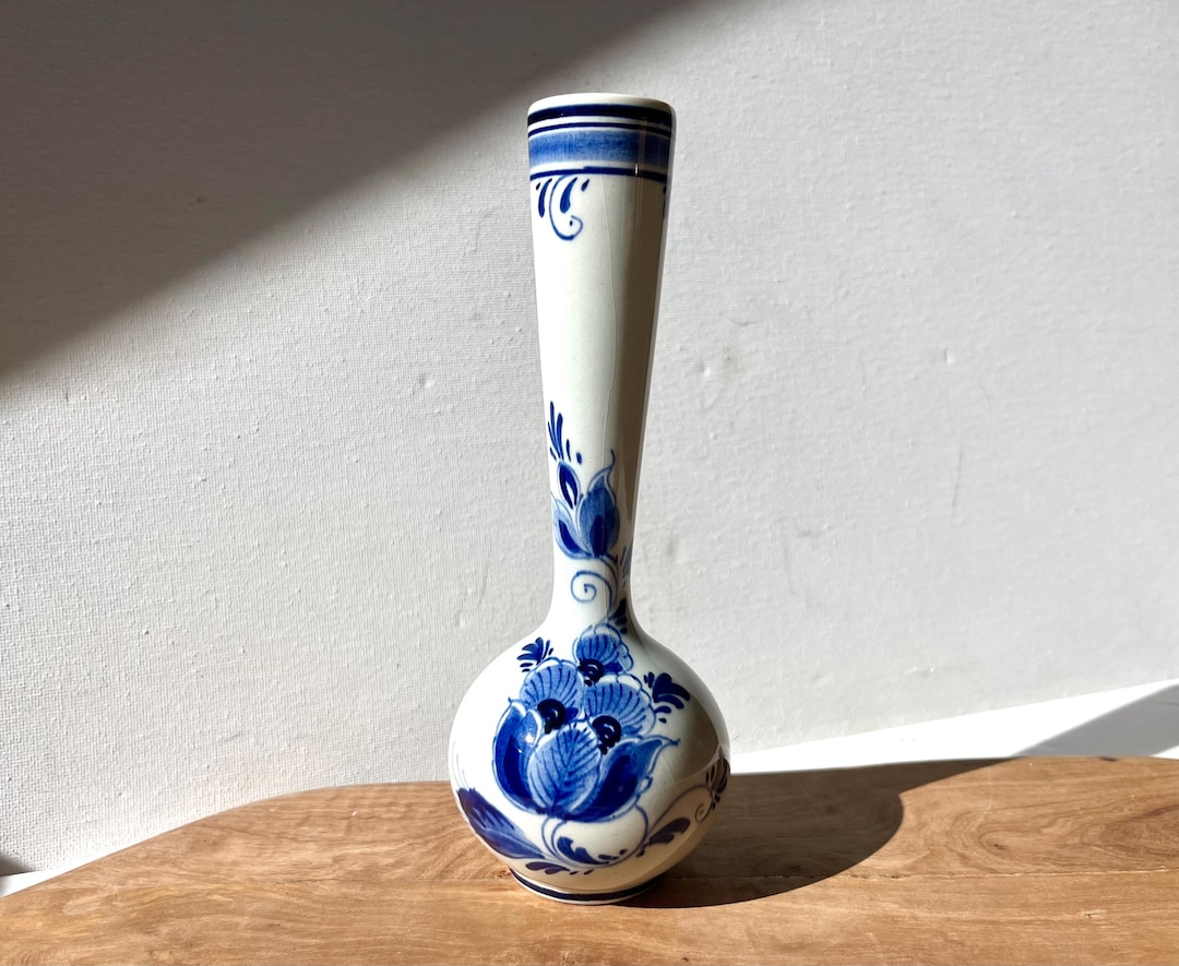Royal Delft Blue Holland Hand Painted Bud Vase Signed Numbered 6.75 - Etsy