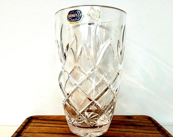 Vintage Bohemia 24% Hand Cut Lead Crystal Vase Made in Czech