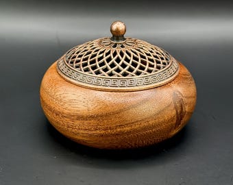 Acacia Wood Incense Burner, Home Decor, Zen Meditation Tool 4” x 2.5”
