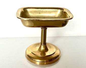Vintage Solid Brass Soap Dish with Pedestal