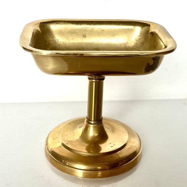 Vintage Solid Brass Soap Dish with Pedestal