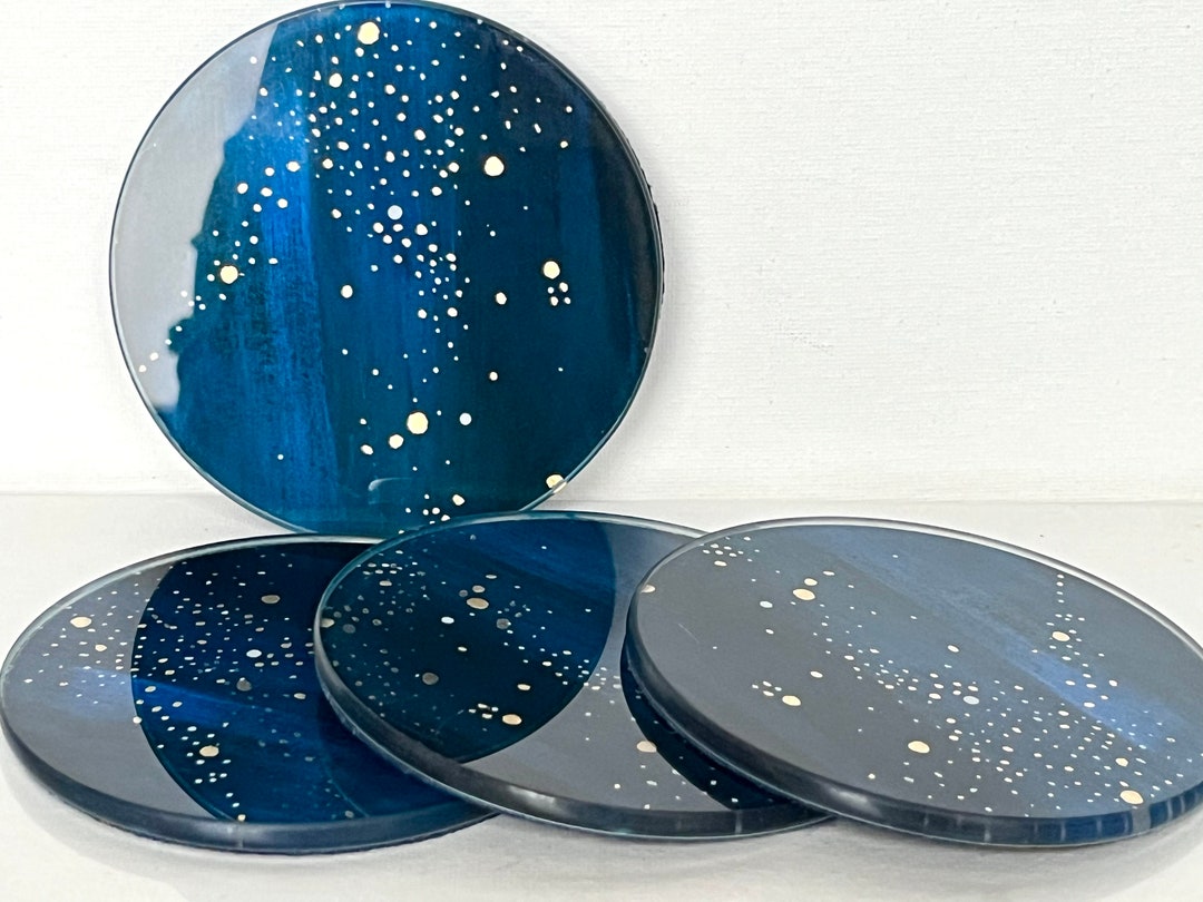 West Elm Constellation Glass Coasters set of 4 Etsy