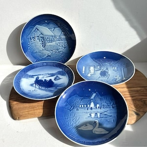 Bing & Grondahl Christmas Plates 1979, 1974, 1975, 1981 Copenhagen Porcelain made in Denmark Blue White7”