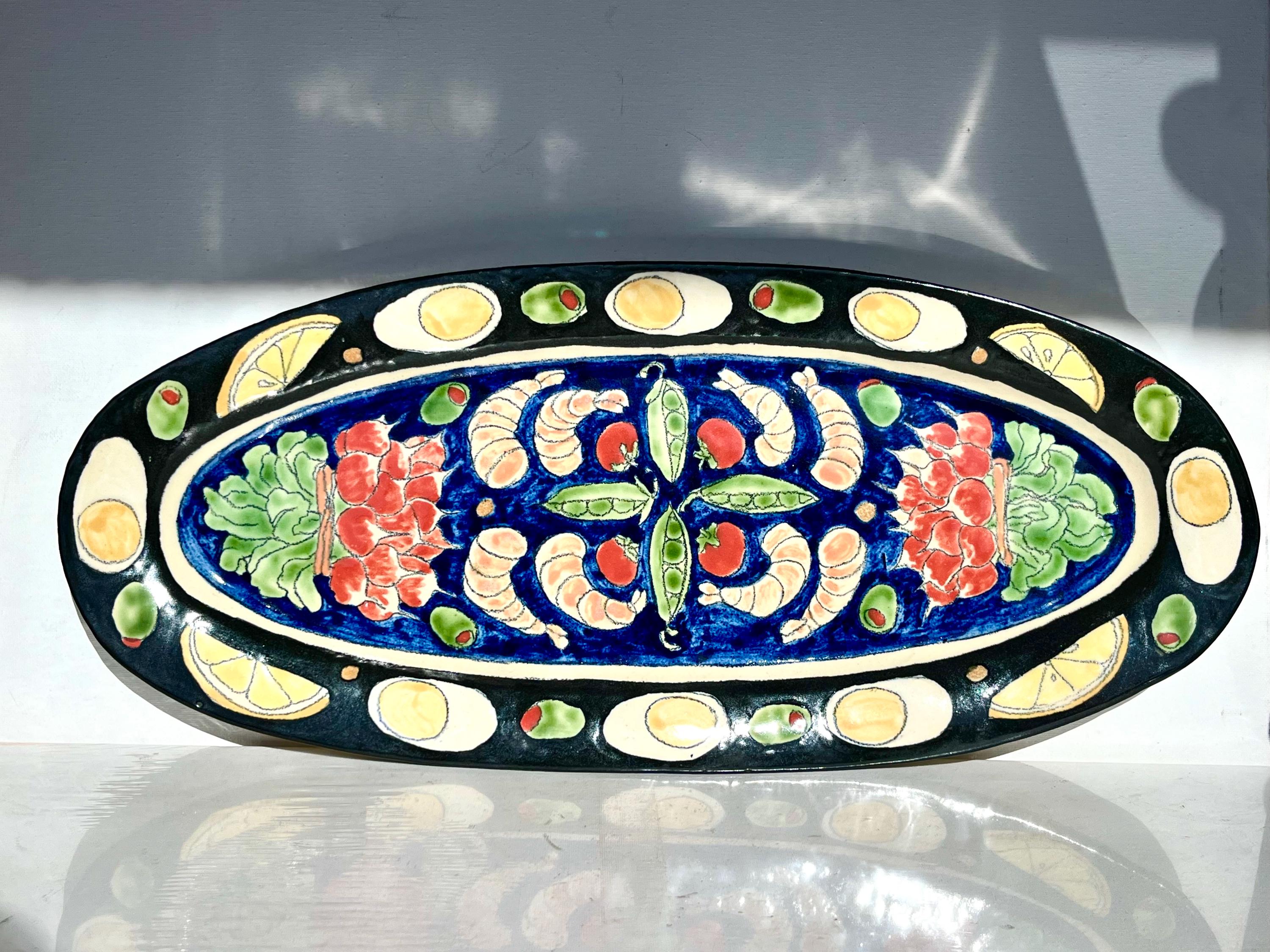 Extrordinary Gerry Wallace Ceramic Serving Platter / Tray 21” Long