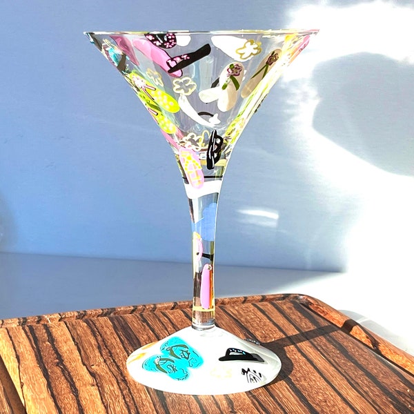 Lolita Love My Martini "Flip Flop" Hand Painted 7 oz Martini Glass w/Recipe