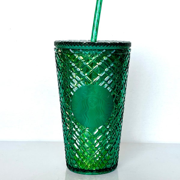 Starbucks Studded Diamond Cut Jeweled Emerald Green Tumbler 16oz St Patrick’s Shamrock Green