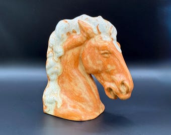 Vintage Ceramic Hobbyist Horse Head Bookend Crackle Glaze 7” x 7”