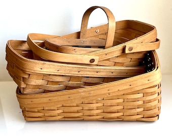 Assorted Styles and Sizes 1990s Longaberger Baskets Signed Handwoven in Dresden OH