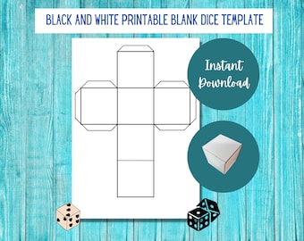 Printable Blank Paper Dice Template to Cut Out for Games l Foldable Dice Template l PDF Digital Dice For Kids l Blank Faces Digital Dice