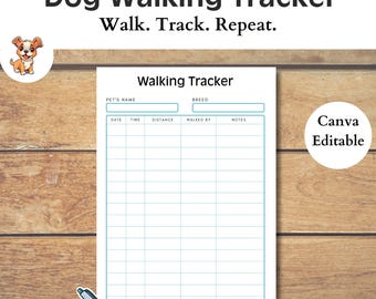 Dog Walking Tracker, Dog Walk Log, Pet Walking Tracker, Dog Walking Checklist, Pet Care Planner Template, Pet Walker Sheet, Walk Tracker Dog
