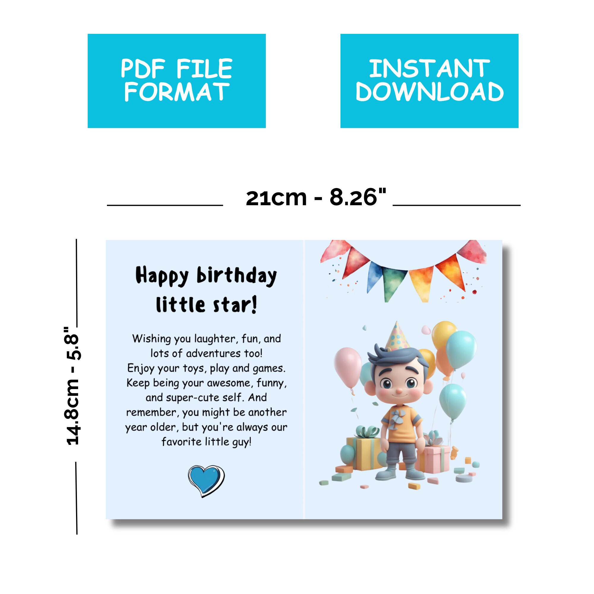 Printable Happy Birthday Card for Boy With Message PDF Can Be ...
