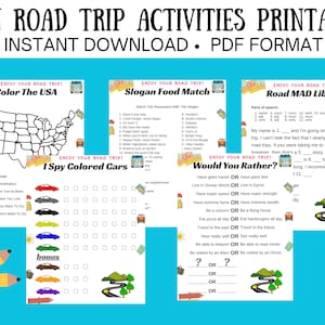 Druckbare Road Trip Aktivitäten für Kinder l Road Trip Aktivität Blätter l Autofahrt Spiele l Reiseaktivitäten Bündel l Langeweile l Herunterladbar