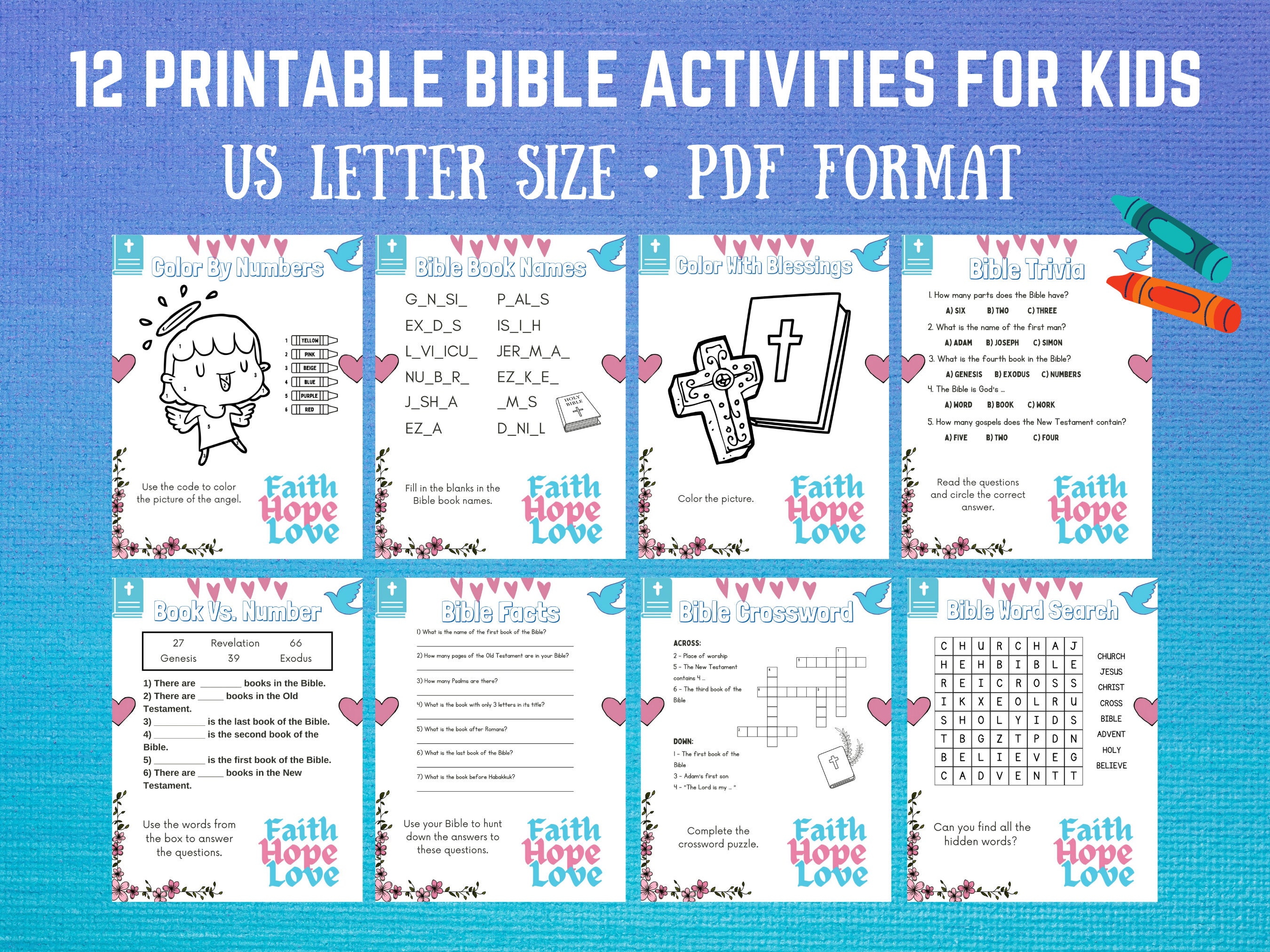 Printable Bible Activity Bundle for Kids L Bible Coloring Pages L Bible ...