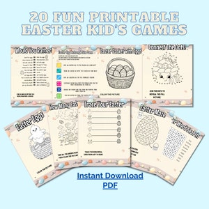 Fun Printable Easter Games for Kids, PDF Easter Party Games, Easter Activities, Games Bundle Sheets, Digital Easter Family Games, Games