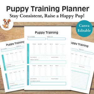 Puppytrainingsplanner, hondentrainingslogboek, puppytrainingsdagboek, dierenverzorgingsdagboek, puppychecklist, hondenschema en voortgangstracker