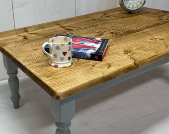 Mesa de centro estilo granja - Patas torneadas - Mesa de granja - Tamaños personalizados - Hecha a mano