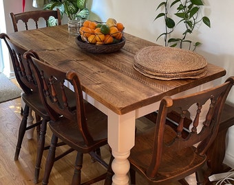 Rustic Narrow Farmhouse Table Handcrafted Solid Wood Dining