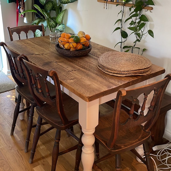 Rustic Narrow Farmhouse Table - Handcrafted Solid Wood Dining Furniture