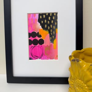 Bubblegum Pop Abstract Painting: Mixed Media Art, 4x6&quot;