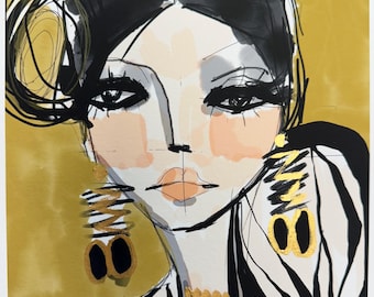 Glamour in Stripes Giclée Print: Fashion Illustration, Zebra Decor