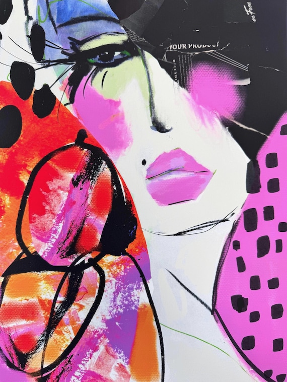 Abstract Portrait Giclée Print, Modern Glam Decor, Fashion Illustration (11x14)