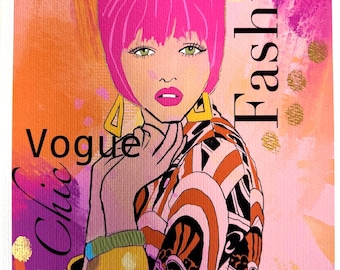 1960s Fashion Illustration: Psychedelic Chic Giclee Art Print