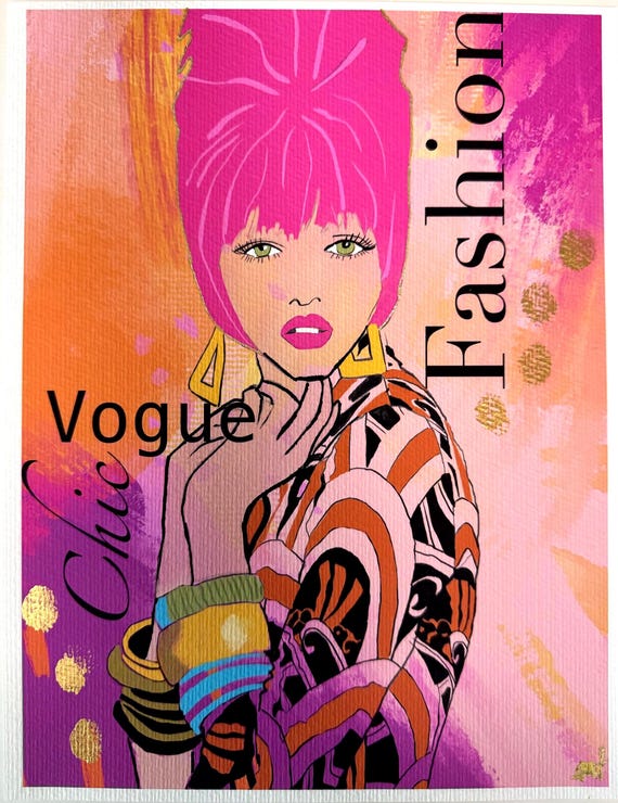 1960s Fashion Illustration: Psychedelic Chic Giclee Art Print