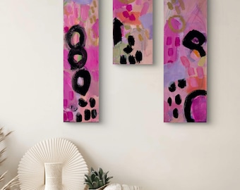 abstract art, 12x4 canvas paintings, original paintings, art collection, wall decor, interior decor, colorful painting, mixed media artwork