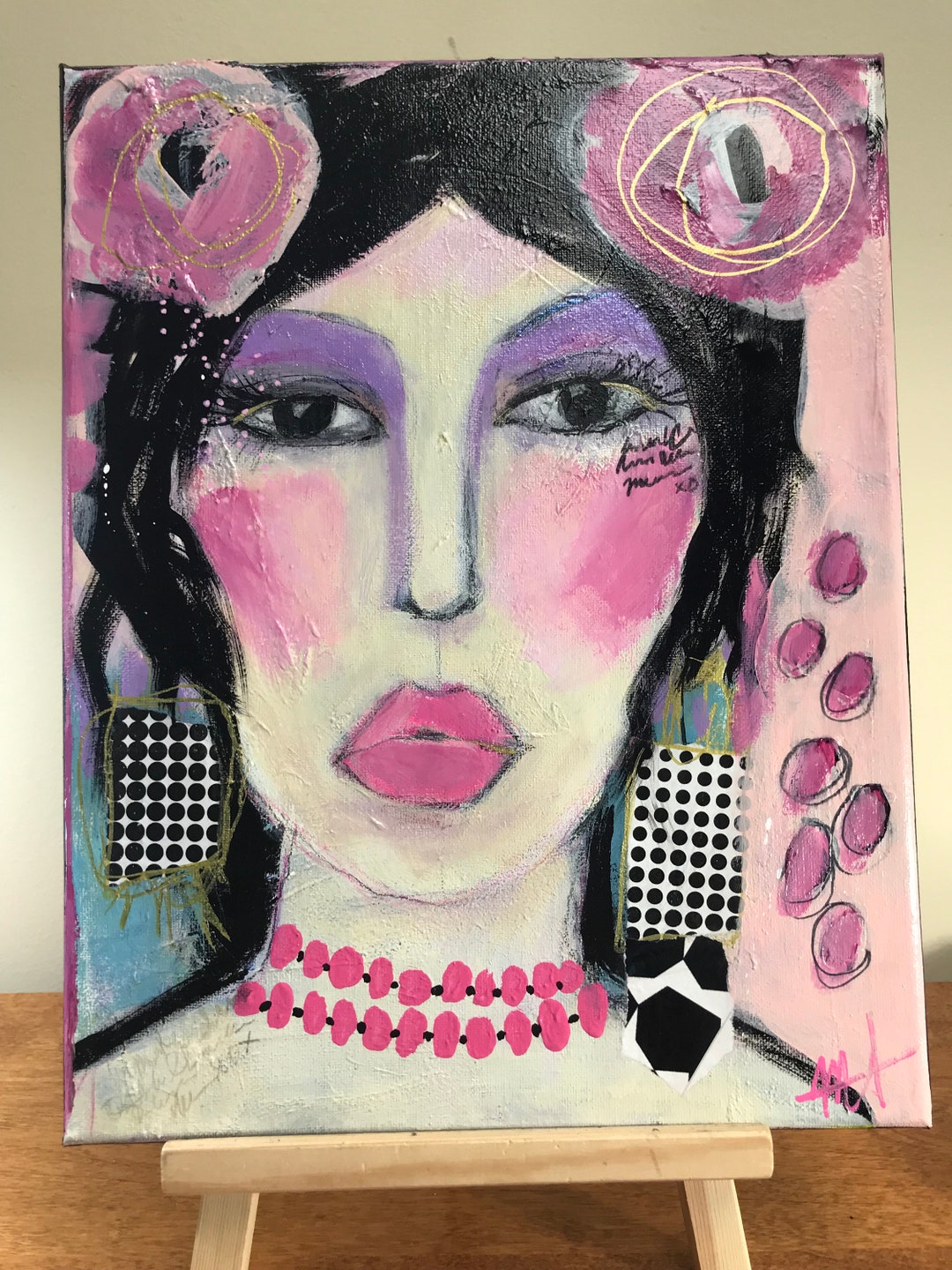 Abstract Portrait, Mixed Media Painting, Original Artwork, Art on Canvas, Portrait Artwork