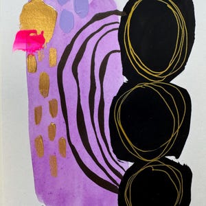 Original Mini Abstract Watercolor Painting: Colorful Geometric Art (4x6&quot;)