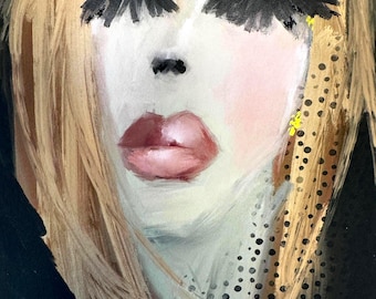 Betsey in Blue Shadow Portrait, Hand Embellished Giclée Art Print